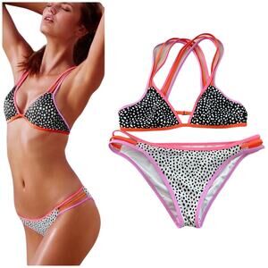 Victoria's Secret Sexy Triangle Cross Back Strappy Top Cheeky Bottom Bikini M/L